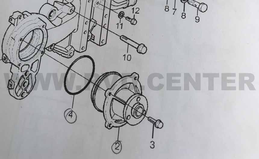 Насос водяной VOLVO PENTA TAD650 923976.2534 (9239762534), устанавливается на портовом погрузчике KALMAR